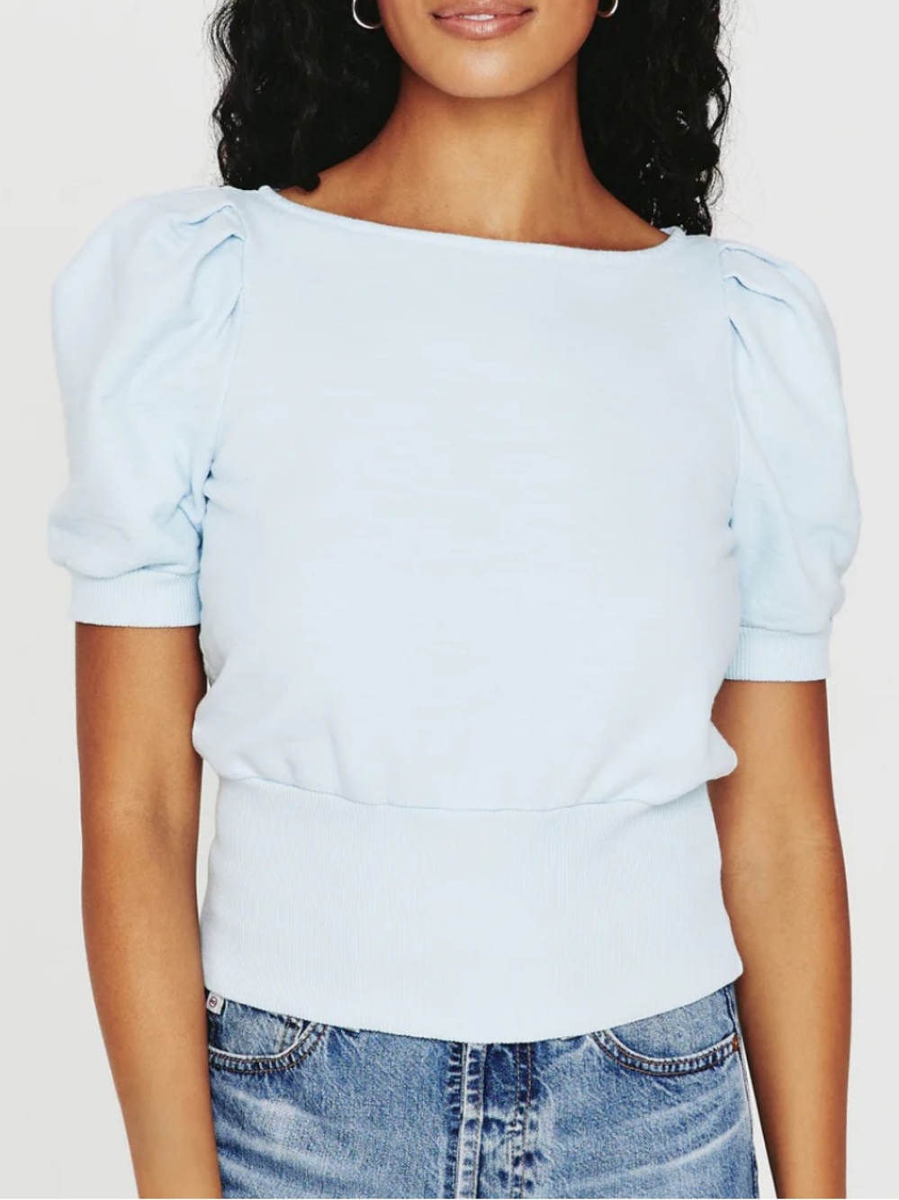 AG Jeans Walker Short Sleeve Sweater XL in Blue Cloud